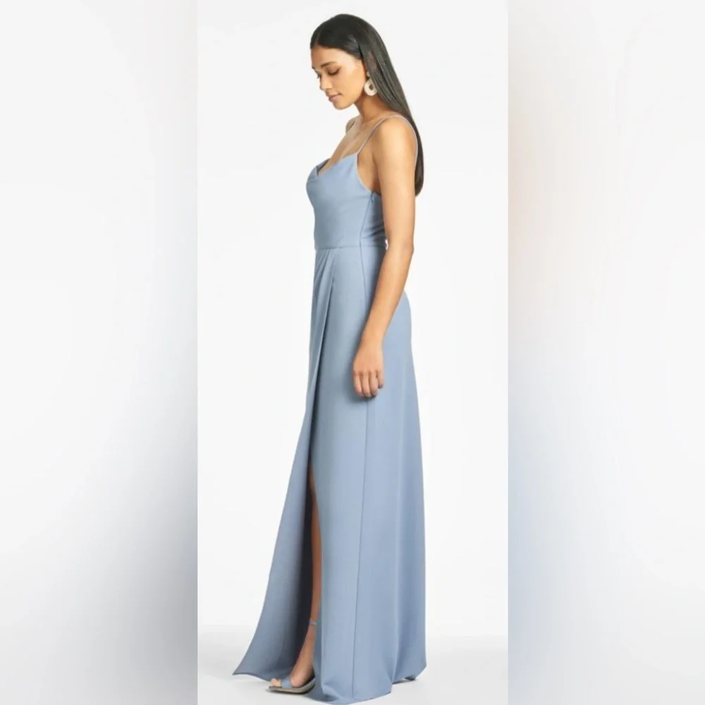 NWT Sachin & Babi Paulina 4-Way Stretch Crepe Gown –Slate Blue Slate Blue Size 6 - Picture 2 of 13